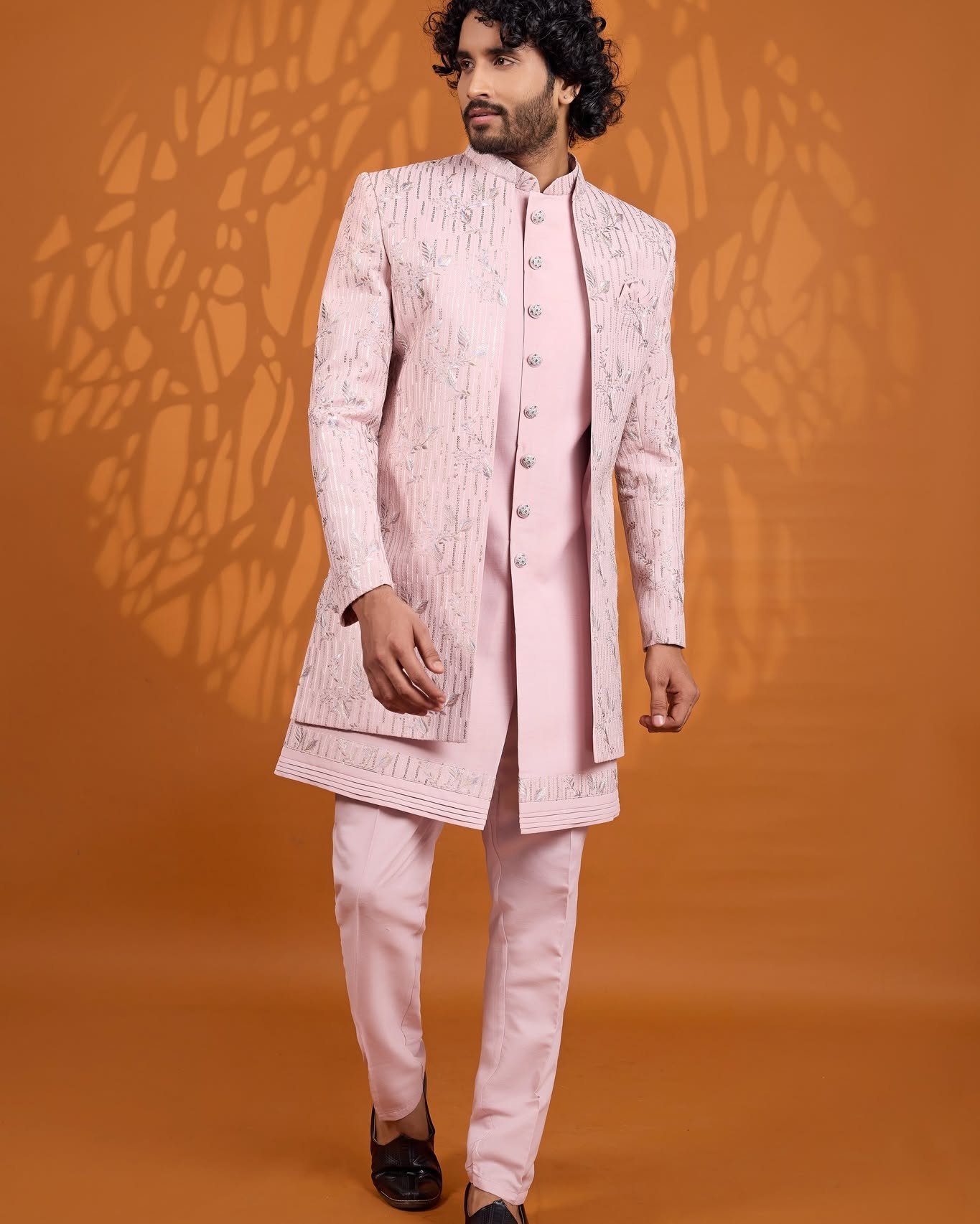 Premium Pink Designer Jacket Set for Men | Party & Wedding Ethnic Wear